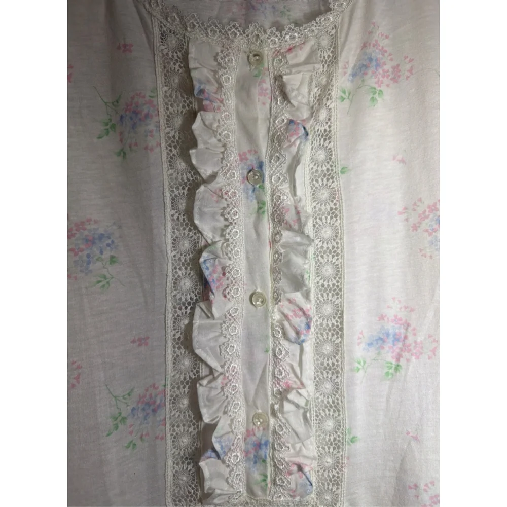 Vintage 80s Carole Hochman Cotton Nightie B Altman 5th Ave Romantic Cottagecore